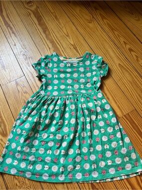 Mini Boden Green Daisy & Pink Ladybug Cotton Dress